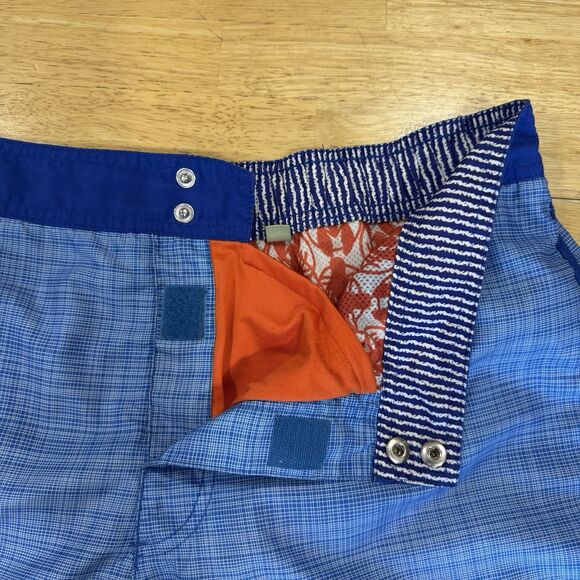 Ted Baker Blue Swim Trunk Shorts Micro Check Men's 5 XL Lined 6.5” Snap Buttons - Picture 4 of 13